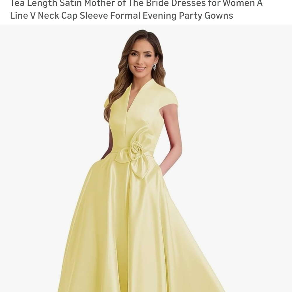 Elegant Yellow Satin A-Line Dress